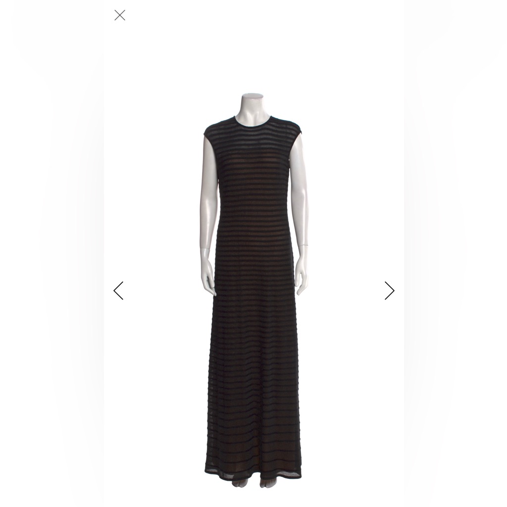 St. John Black Sheer Striped Maxi Dress — image 2 of 8